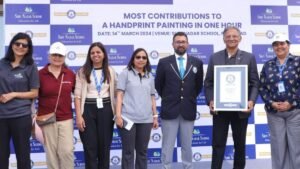 Shiv Nadar School Sets a New GUINNESS WORLD RECORDS (TM) title for the Most Contributions to Handprint Painting in One Hour with the Aim to Promote Water Conservation