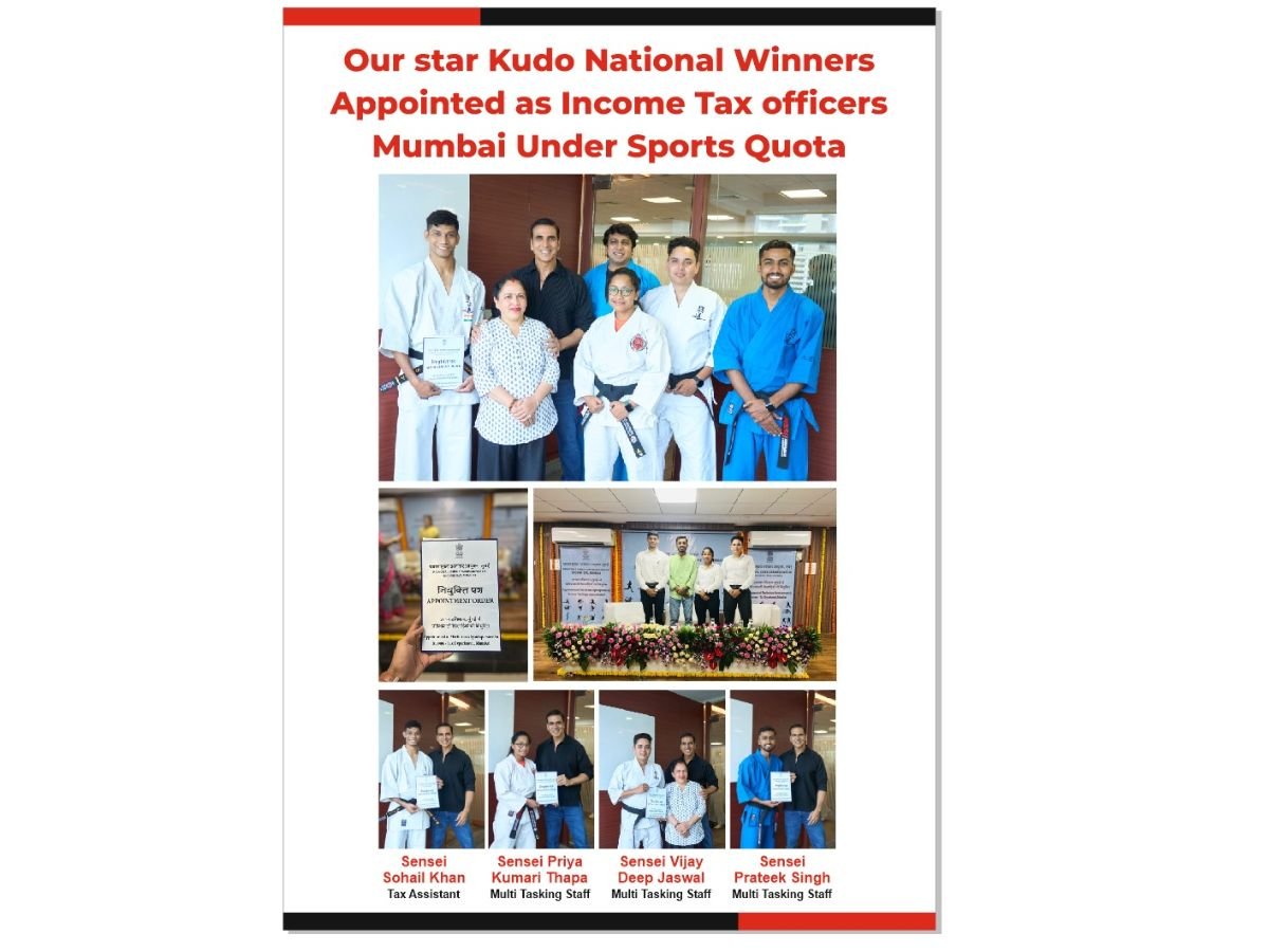 Four Kudo India National Winners and World Cup Athletes Appointed as Income Tax Officers in Mumbai