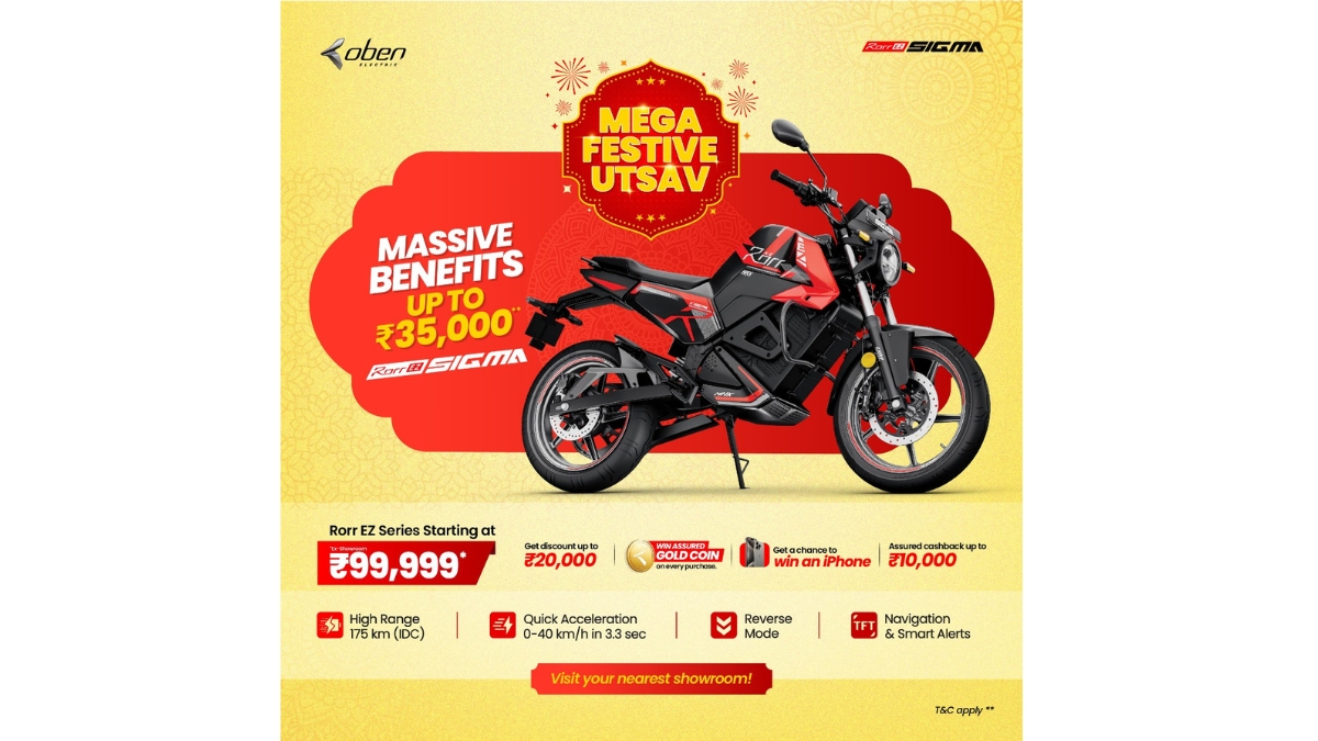 Oben Electric Announces ‘Mega Festive Utsav’ with Benefits Worth Rs 35,000 and Assured Rewards on Rorr EZ Sigma and Rorr EZ